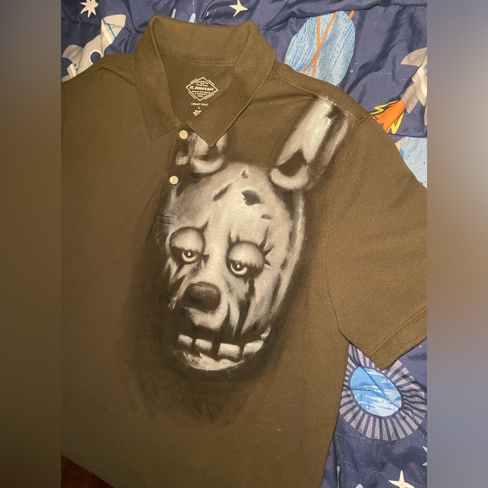 Custom Painted FNAF Spring Trap Polo Shirt